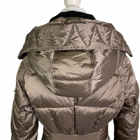New HALITECH Down Filled Quilted Taupe Hooded Jacket XXL - Picture 12 of 15